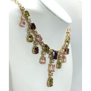 SCASSI CN vintage 1970's open back glass rhinestone necklace earrings A+ cond
